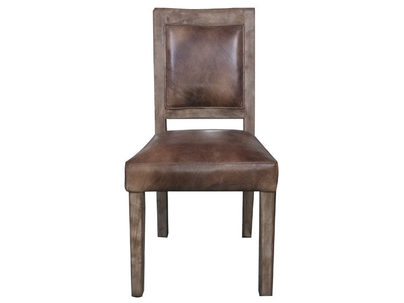 French Style Distressed Oak Wood Dining Chair - Image 2