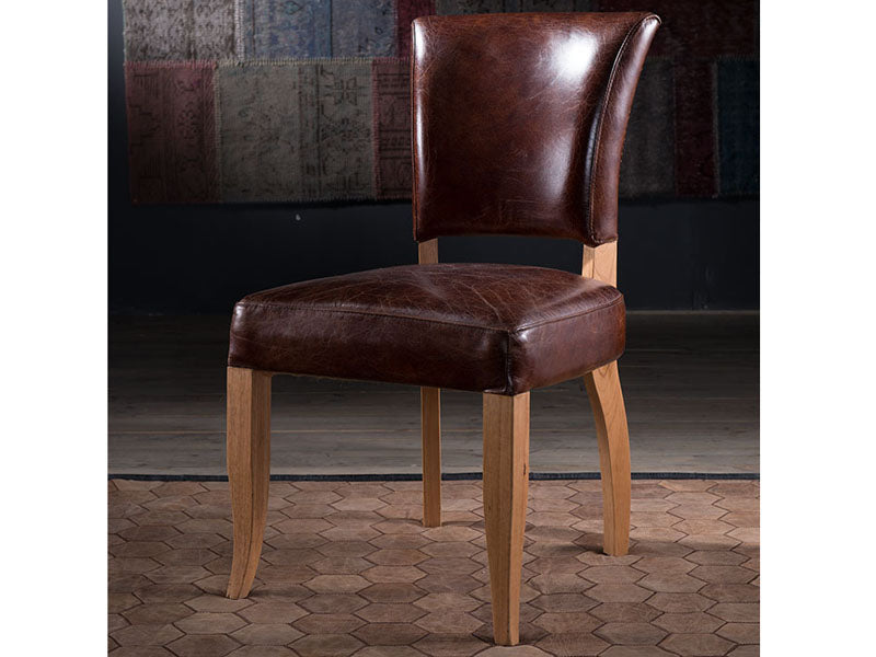 Solid Wood Leg Vintage Leather Side Chair for Dining - Image 2