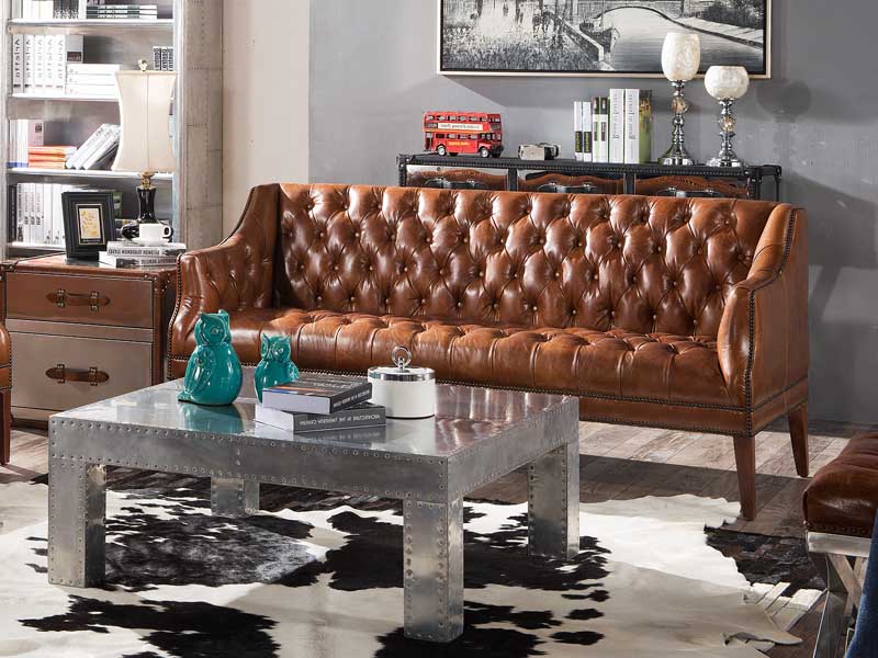 Vintage Leather Chesterfield Sofa Couch - Image 2