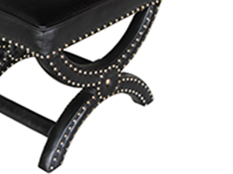 Riveted Toscane Vintage Leather Cross Ottoman - Image 3
