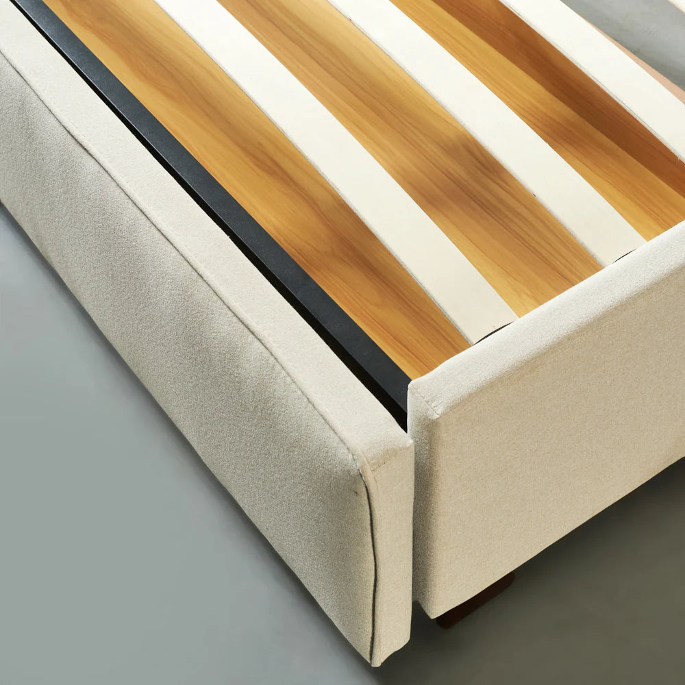 AMARA - Beige Fabric Bed - Image 5