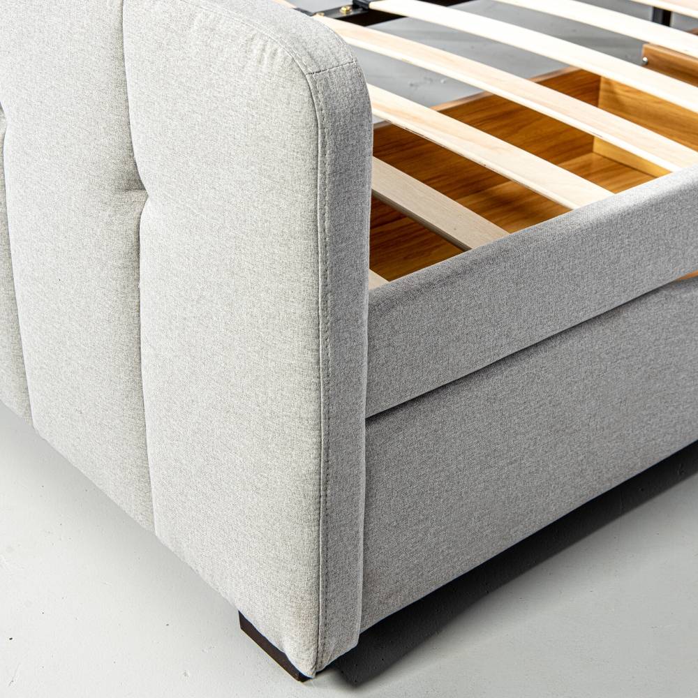 ANNISTON - Grey Fabric Bed with Storage - Image 4