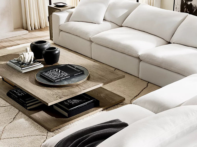 Modern White Linen Fabric and Feather Sofa with 6 Seaters - Image 2