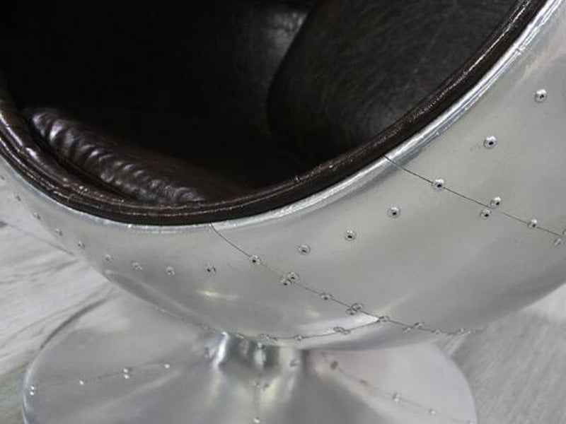 Vintage Leather Aviator Egg Pod Chair - Image 5