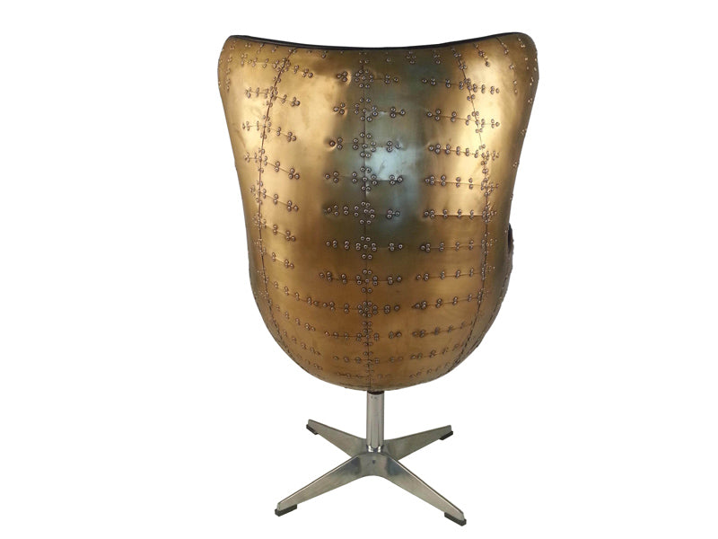 Brass Cover Vintage Leather Egg Chair - Image 2