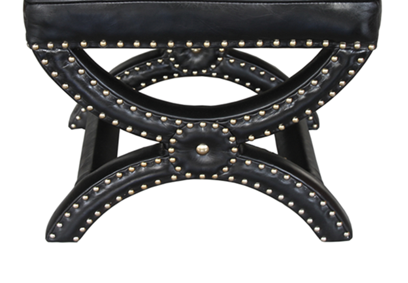 Riveted Toscane Vintage Leather Cross Ottoman - Image 4