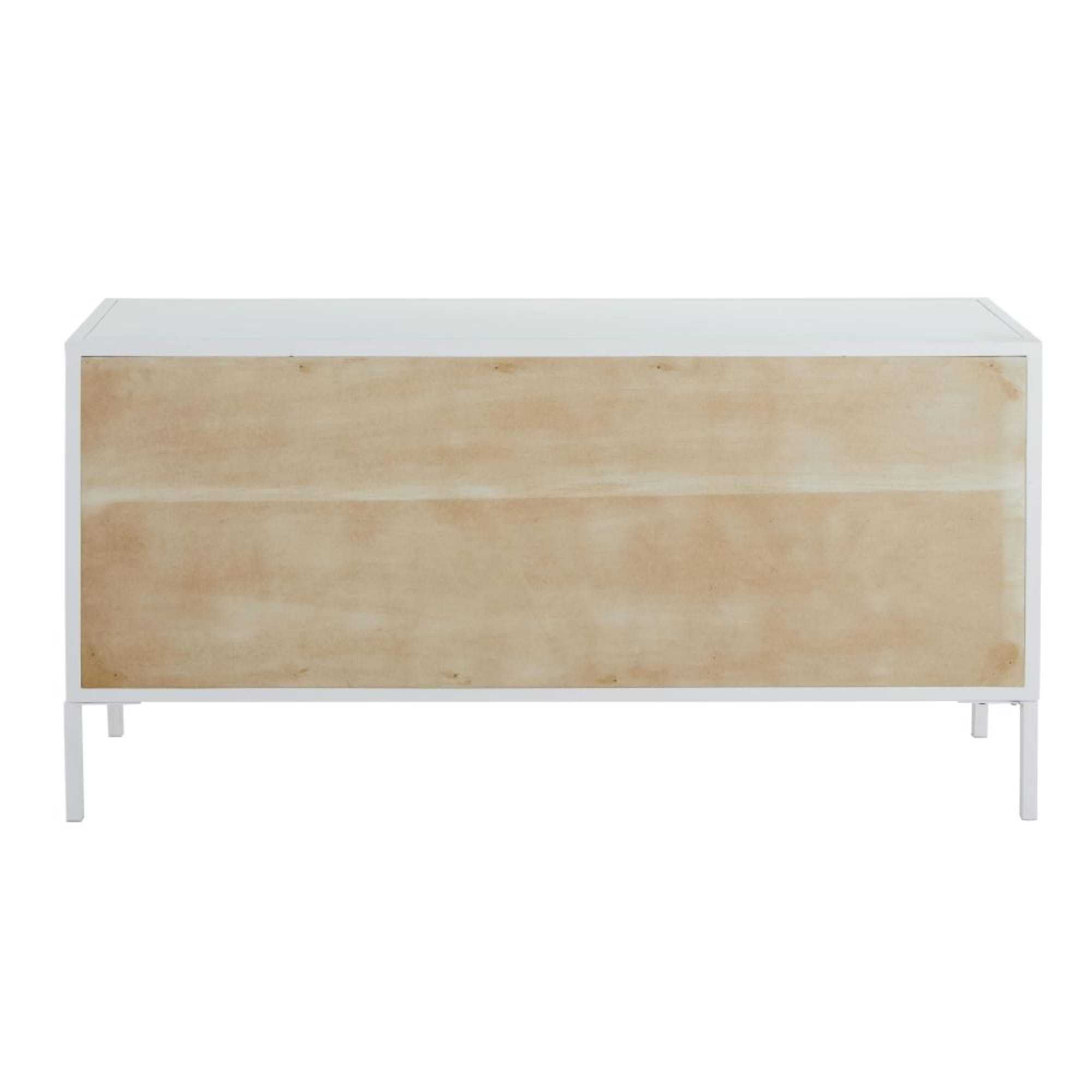 White Metal & Sculpted Mango Wood 3-Door Sideboard - Image 3