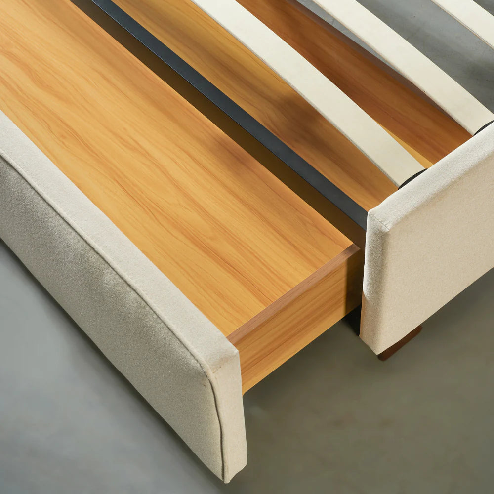 AMARA - Beige Fabric Bed - Image 8