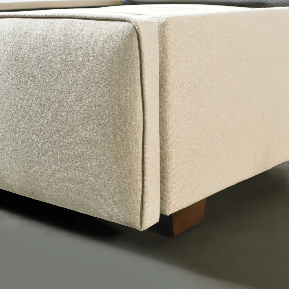 AMARA - Beige Fabric Bed - Image 8