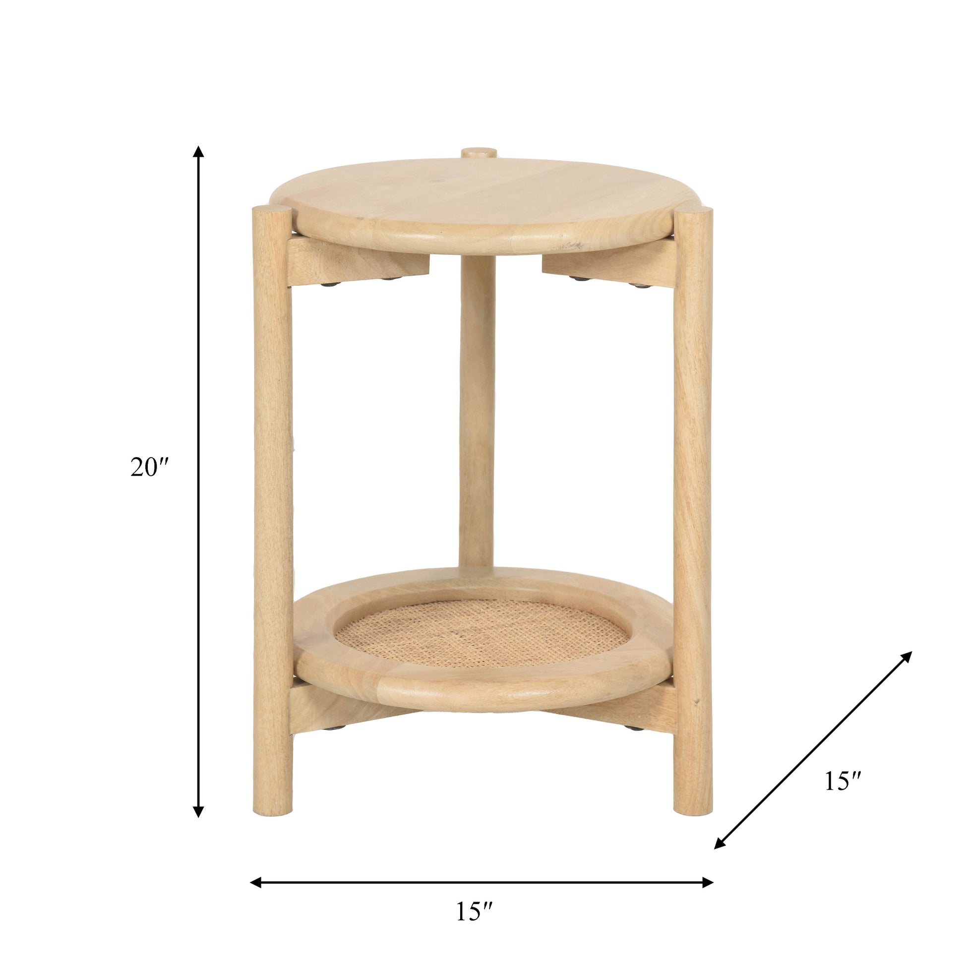 Jerry Natural Wood and Rattan End Table - Image 8