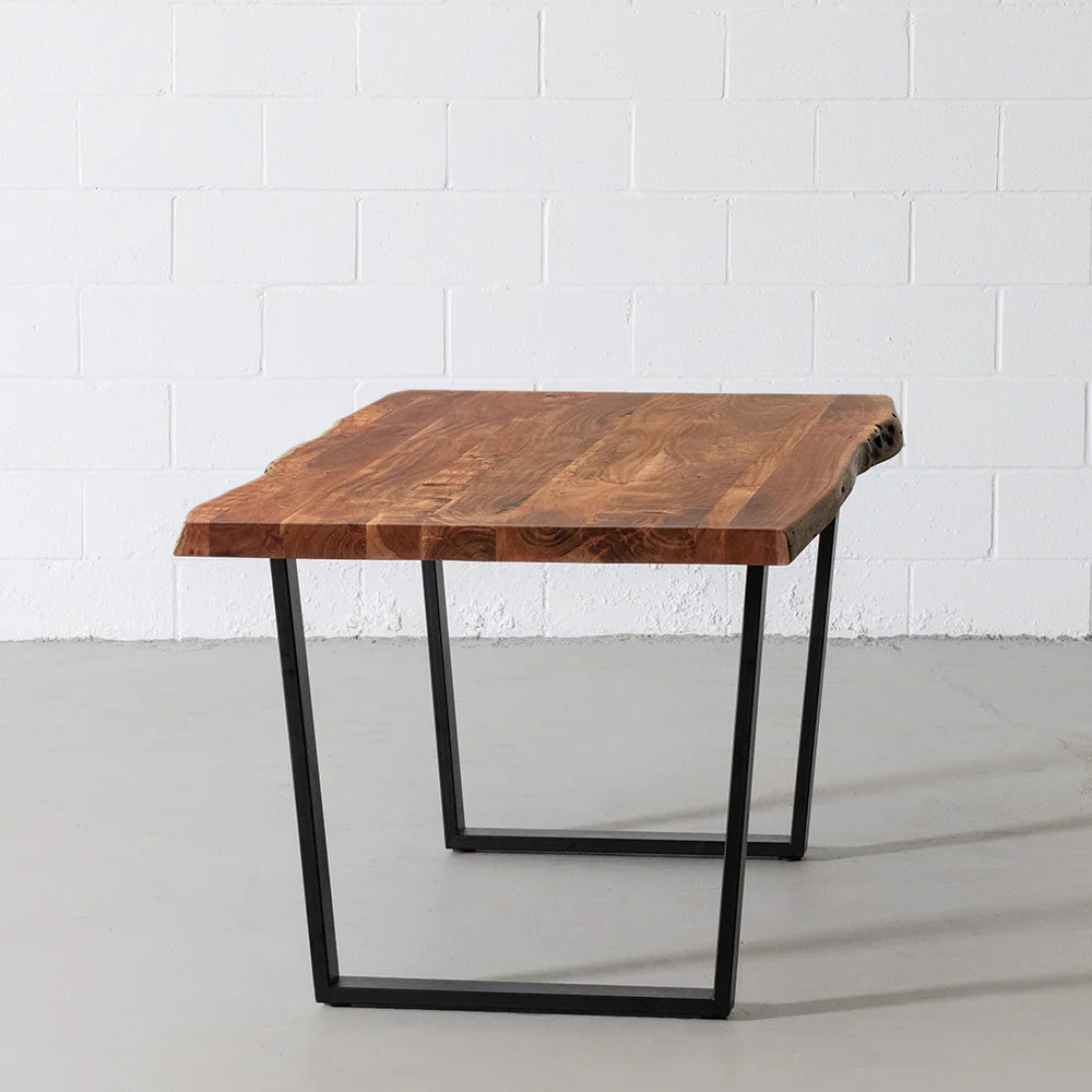 Acacia Natural Wood Live Edge Table with Black U-Shaped Legs/Natural Color - Image 4