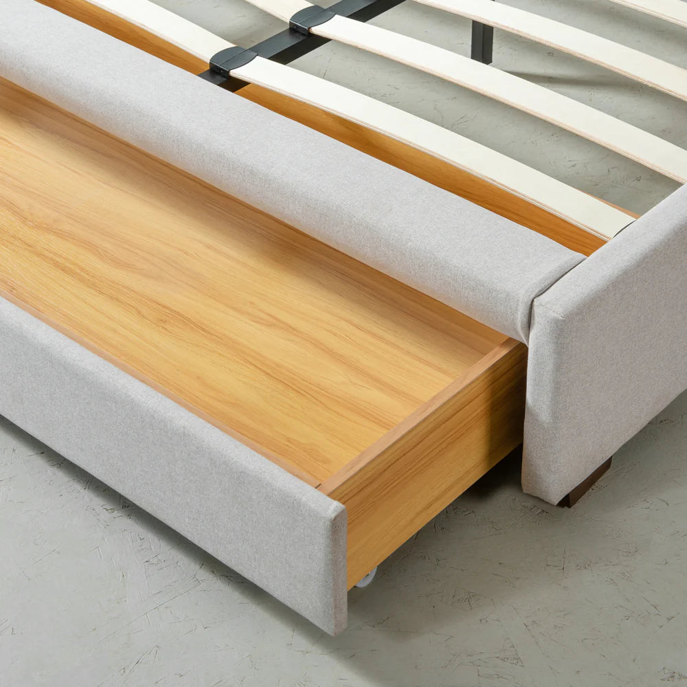 KUDROW - Grey Fabric Bed with Storage - Image 3