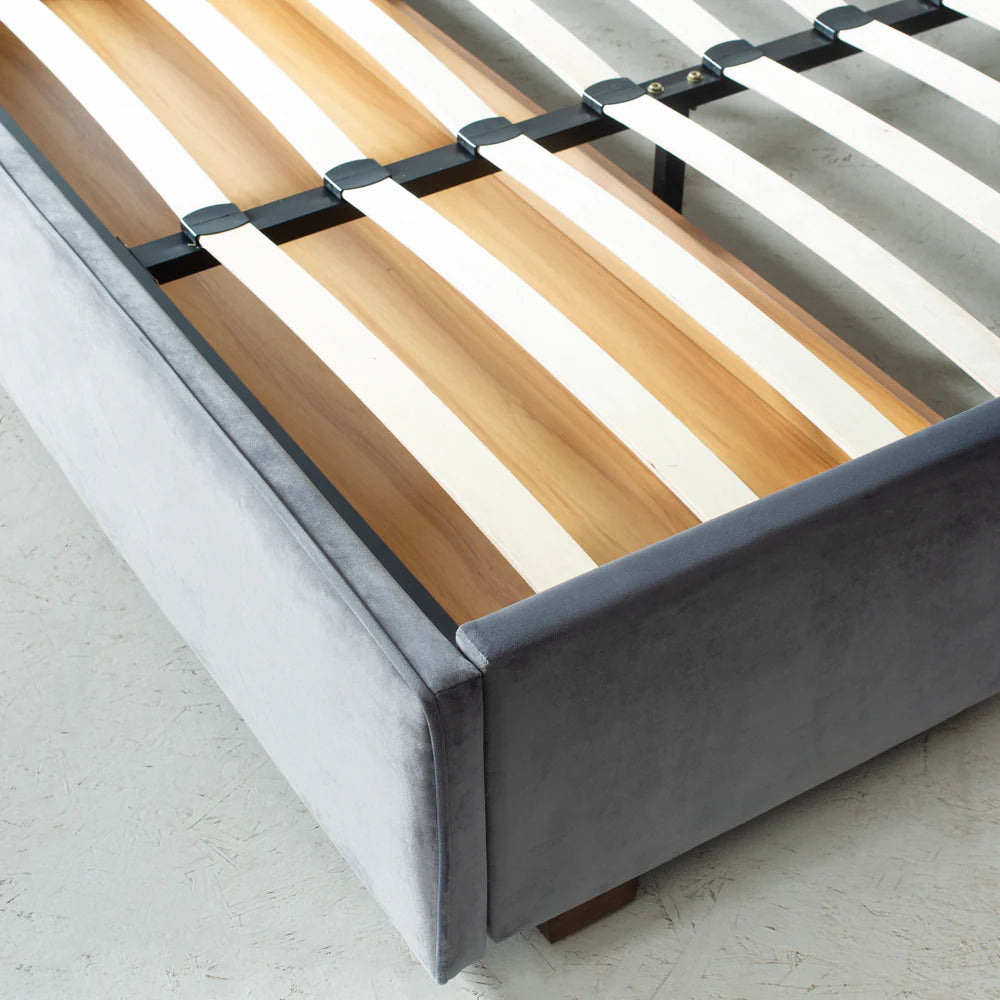 AMARA - Grey Fabric Bed with Storage - Image 5