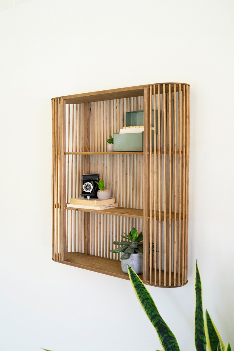 Wood Spindle Oval Wall Shelf - Image 2