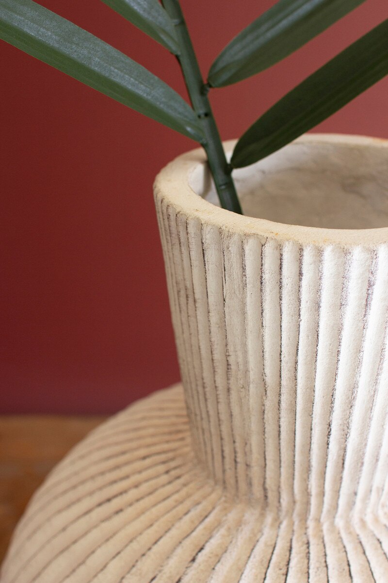 Tall Stone Composite Fluted Bulb Vase - Image 2