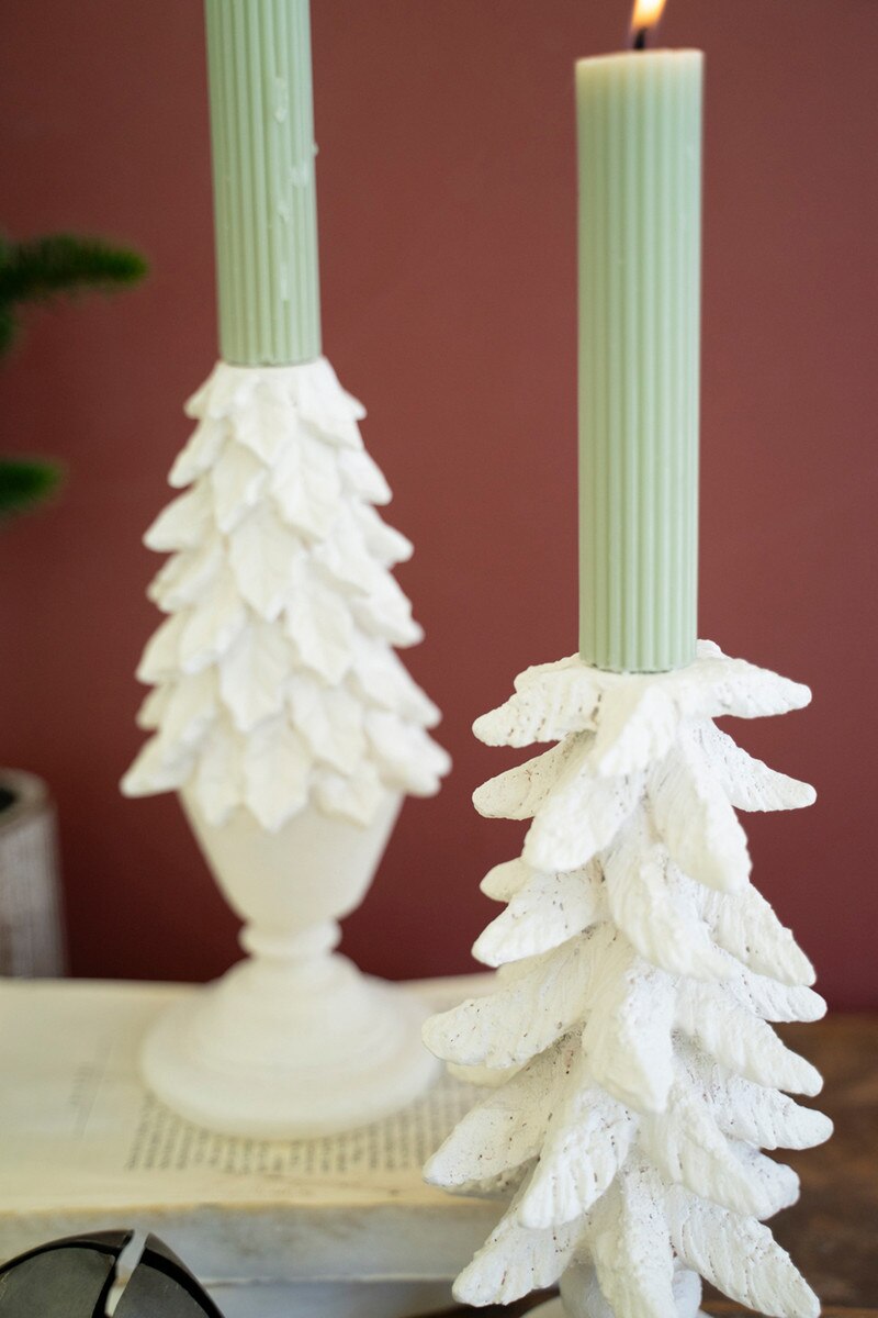 Set of 2 Polyresin Christmas Tree Candle Holders - Image 2