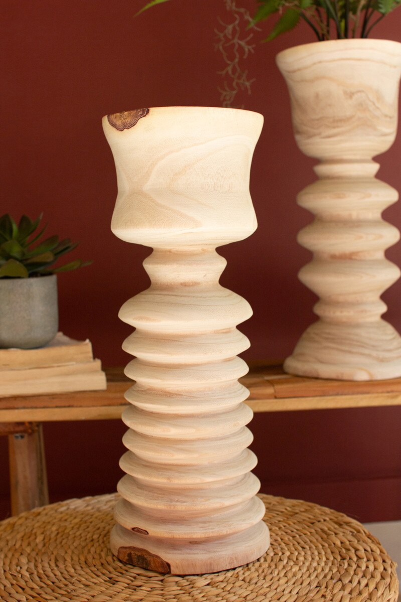 Set of 3 Turned Wood Towers with Cups - Image 3