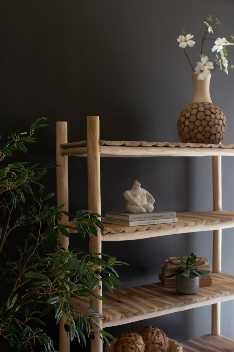 Five-Tiered Split Teakwood Display with Five Shelves - Image 2