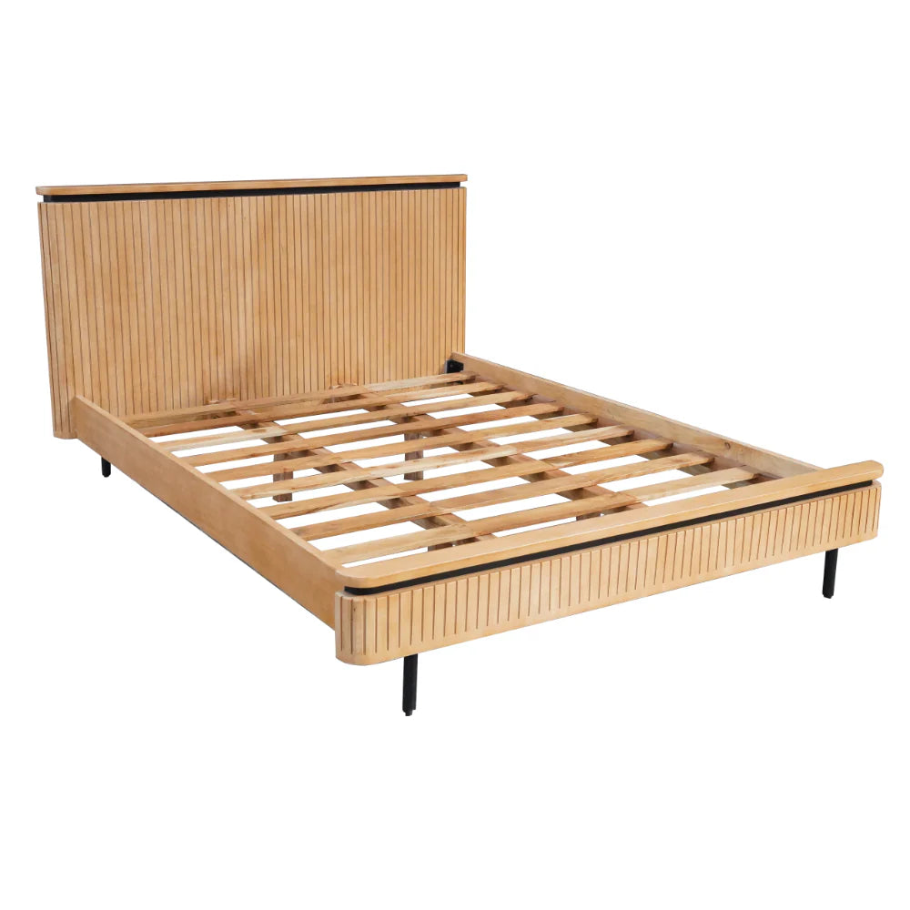 COPENHAGEN - Fluted Solid Mango Wood Bed - Image 2
