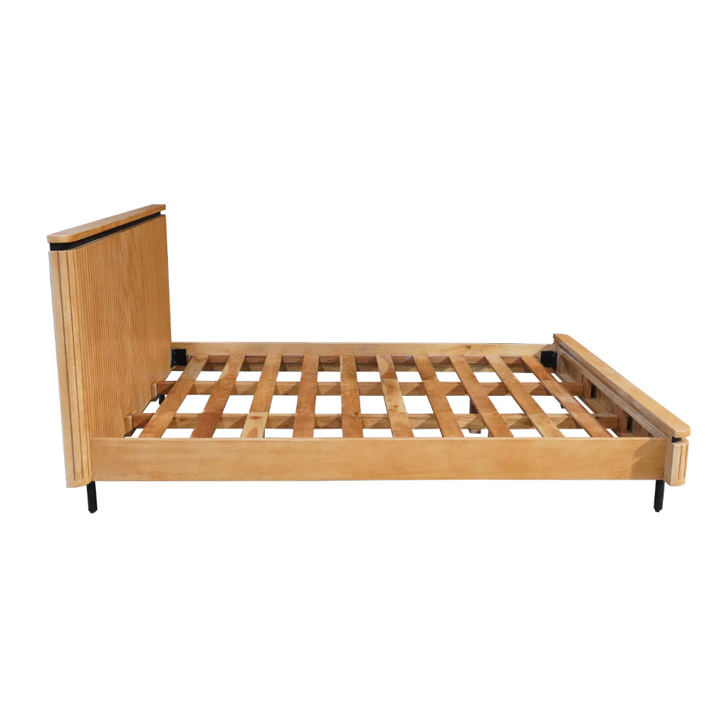 COPENHAGEN - Fluted Solid Mango Wood Bed - Image 3