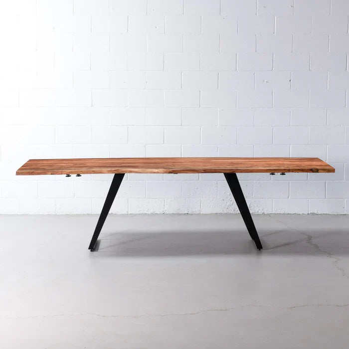 COLTON - Extendable Solid Acacia Wood Dining Table, 200 cm - 280 cm, NATURAL - Image 6