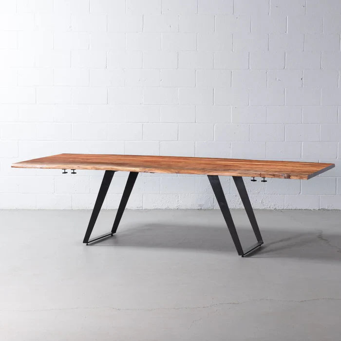COLTON - Extendable Solid Acacia Wood Dining Table, 200 cm - 280 cm, NATURAL - Image 2