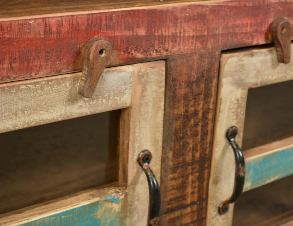 Reclaimed Wood Glass Door Tv Cabinet - Image 3