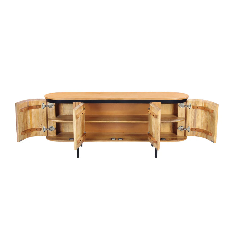 COPENHAGEN - Fluted Solid Mango Wood TV Unit - Image 3