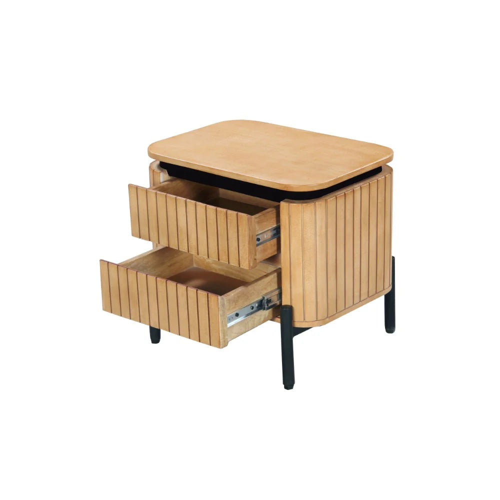 COPENHAGEN - Fluted Solid Mango Wood Night Stand - Image 4