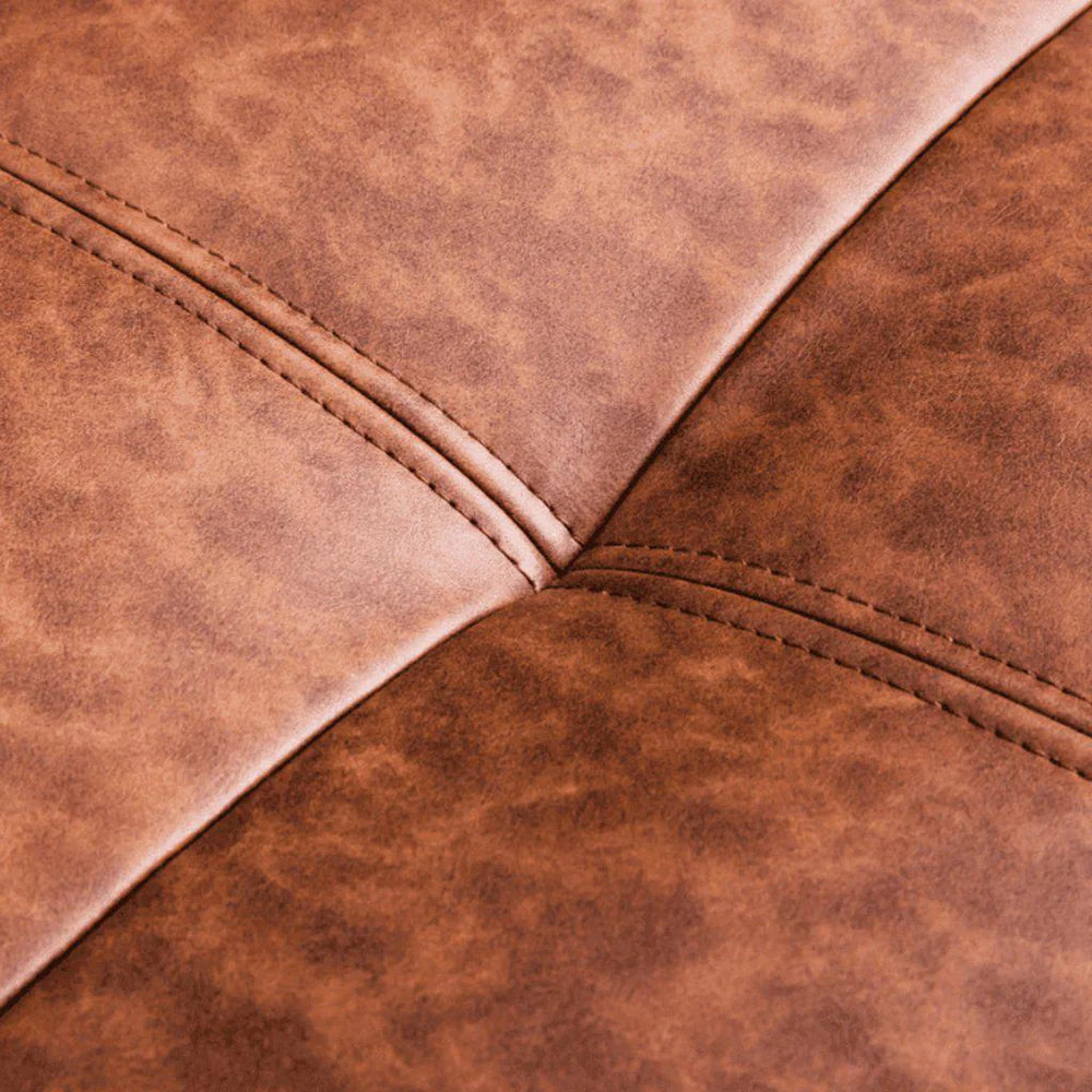 MILAN - Vintage Brown Leather Bench w/ Black Metal Legs - Image 3