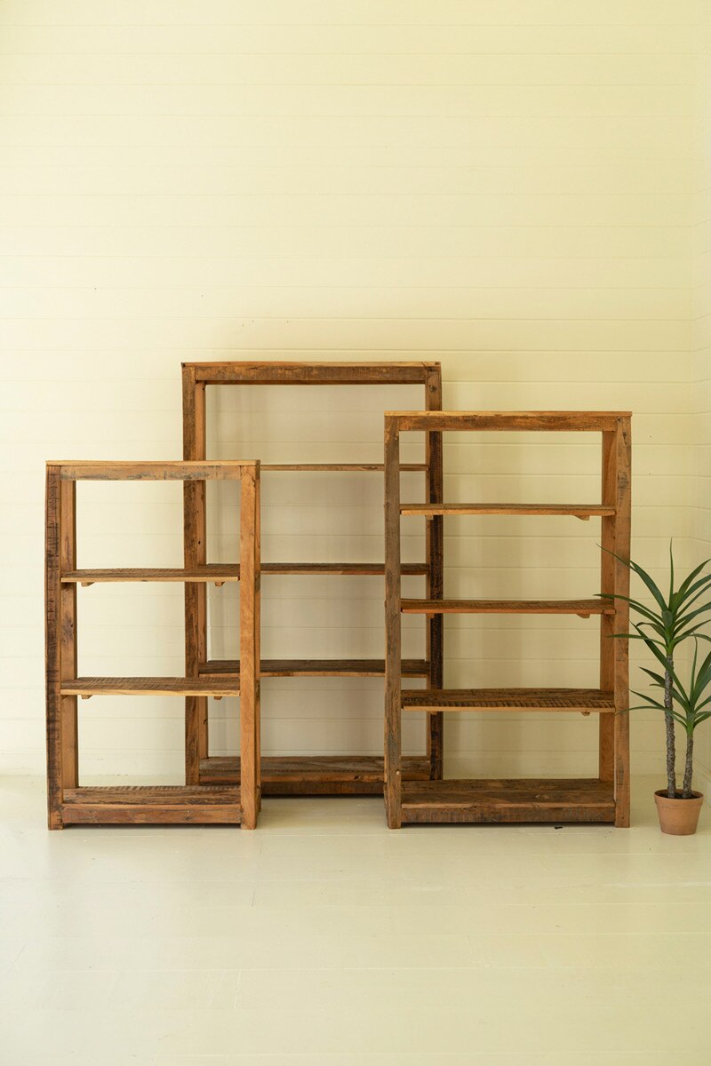 Set of 3 Recycled Wood Shelving Units - Image 4