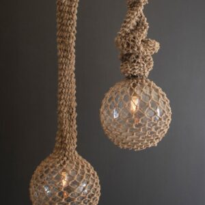 Macrame Jute Wrapped Glass Globe Pendant Light