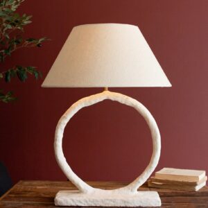 Circle Paper Mache Table Lamp