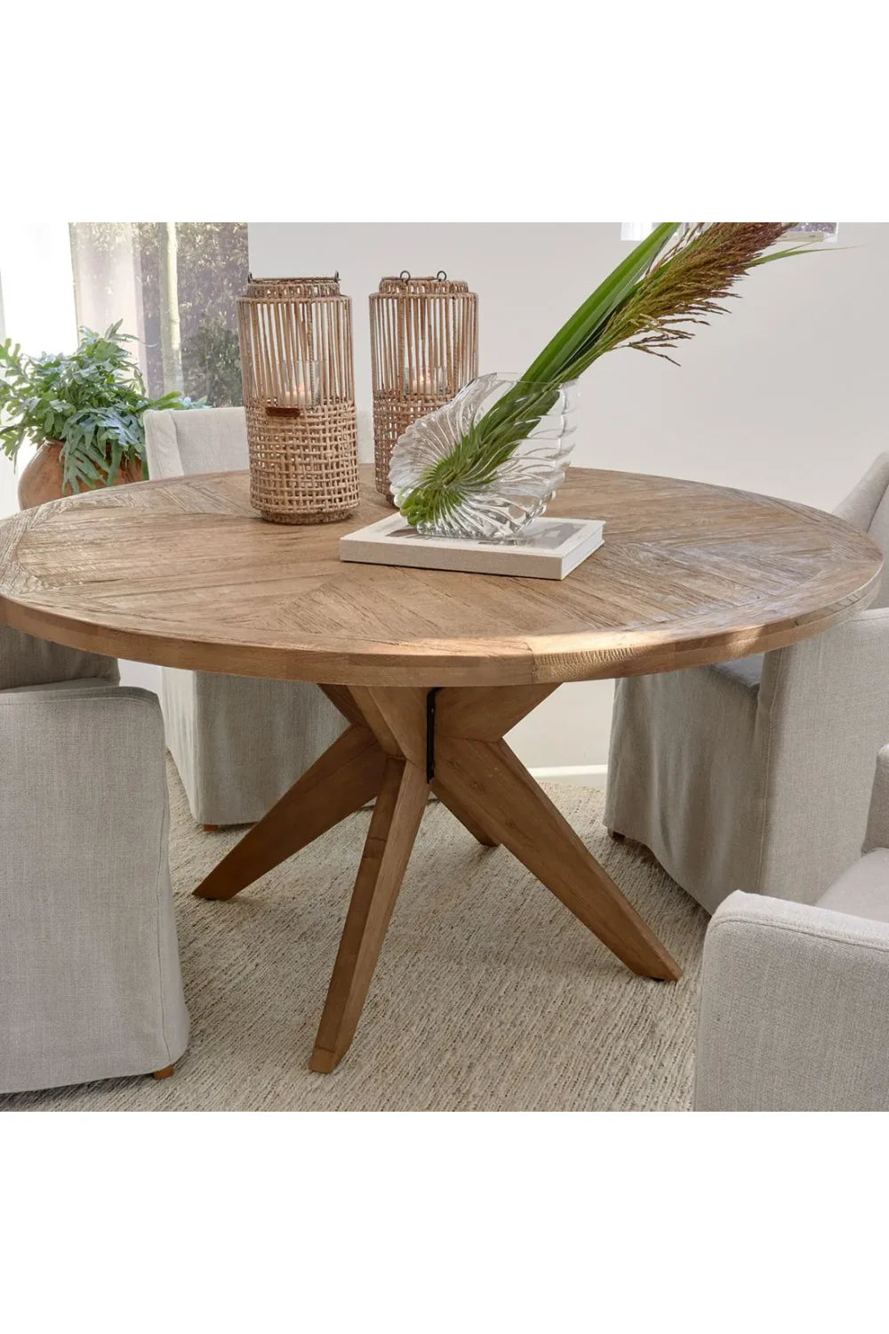Solid Oak Wood Round Dining Table - Image 3