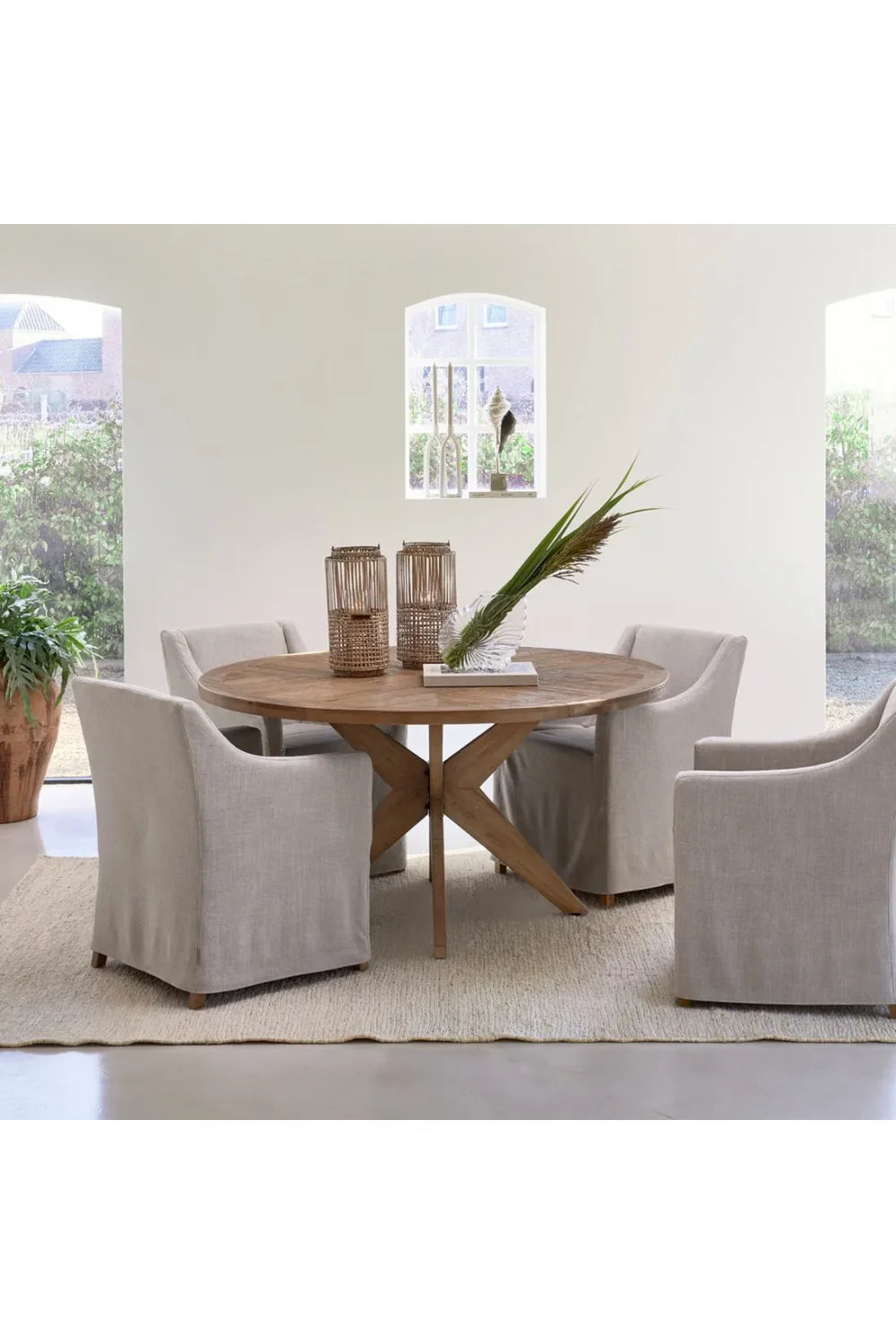 Solid Oak Wood Round Dining Table - Image 5
