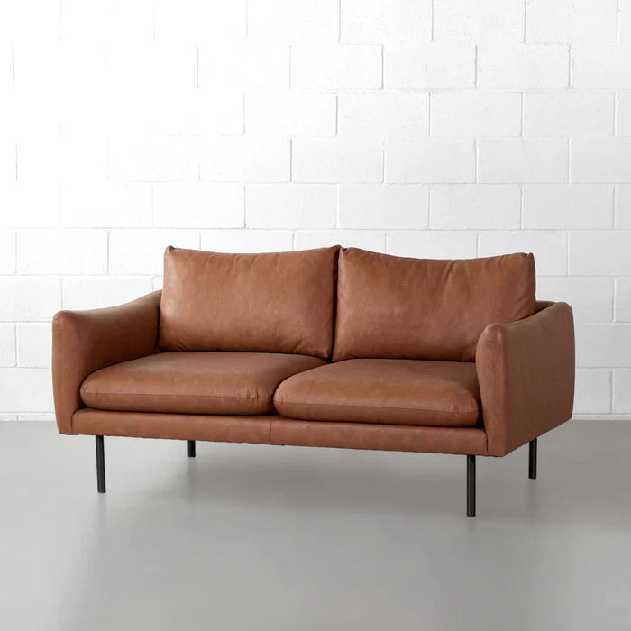 MAPLETON - Brown Vegan Leather 2-Seater Sofa - Image 2