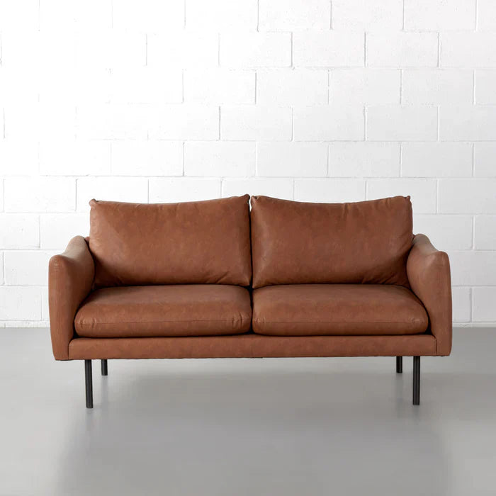 MAPLETON - Brown Vegan Leather 2-Seater Sofa - Image 4