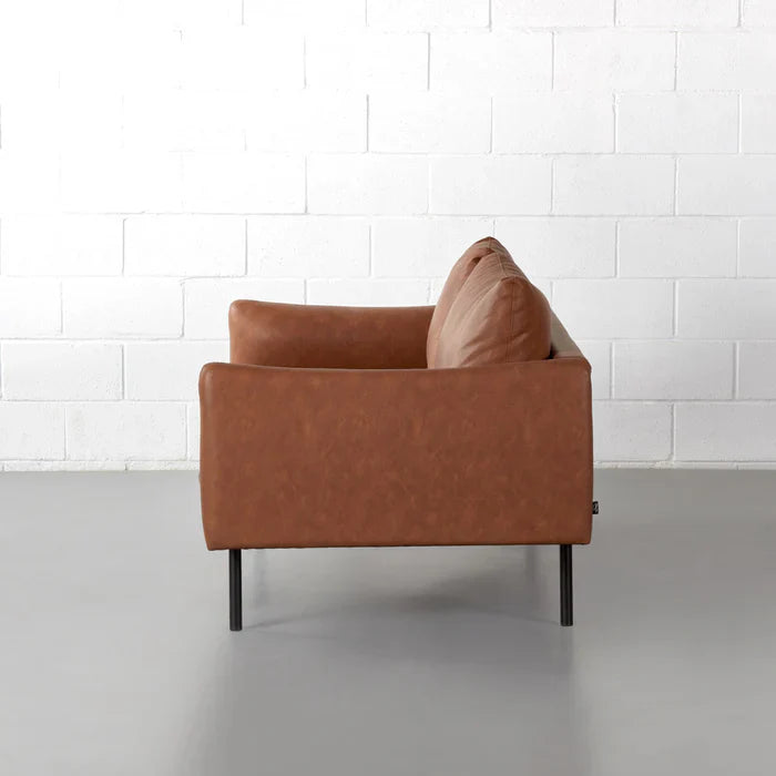 MAPLETON - Brown Vegan Leather 2-Seater Sofa - Image 3