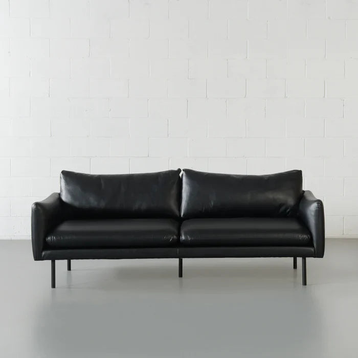 MAPLETON - Black Vegan Leather 3-Seater Sofa - Image 4