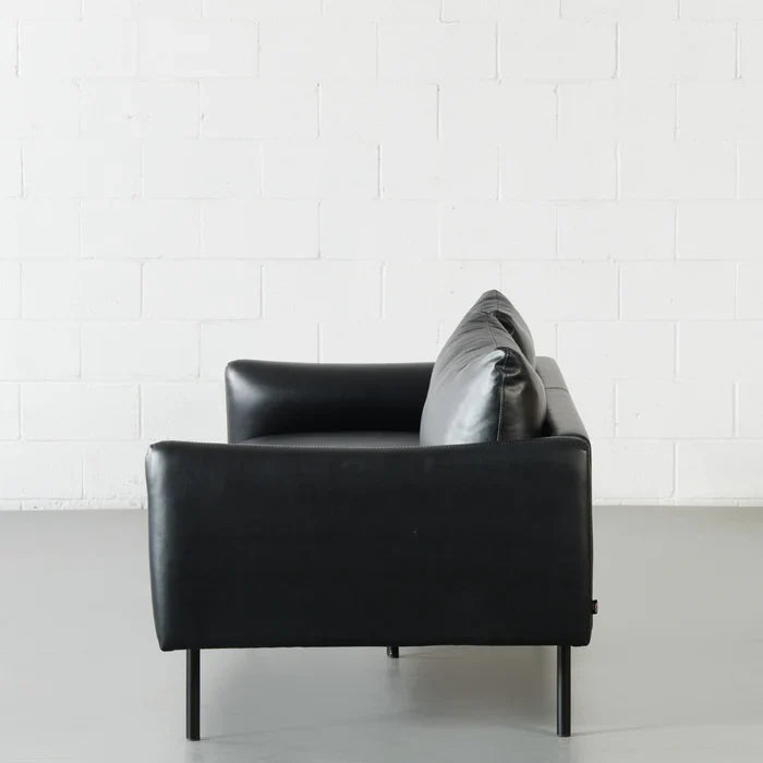 MAPLETON - Black Vegan Leather 3-Seater Sofa - Image 2