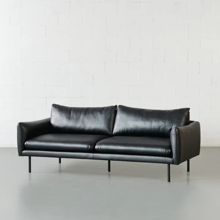 MAPLETON - Black Vegan Leather 3-Seater Sofa - Image 3