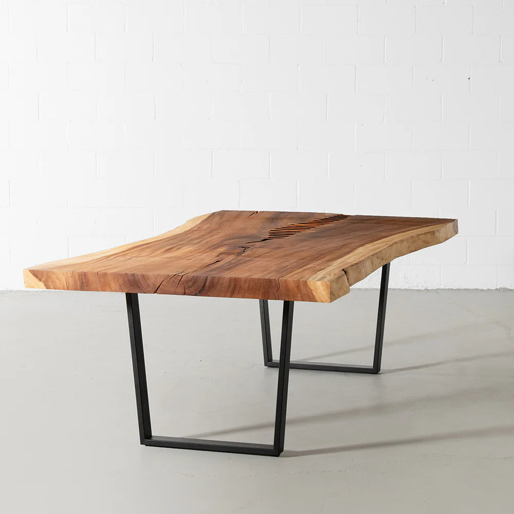 Live Edge Suar Table with Black U Shaped Legs/Natural Finish - Image 6