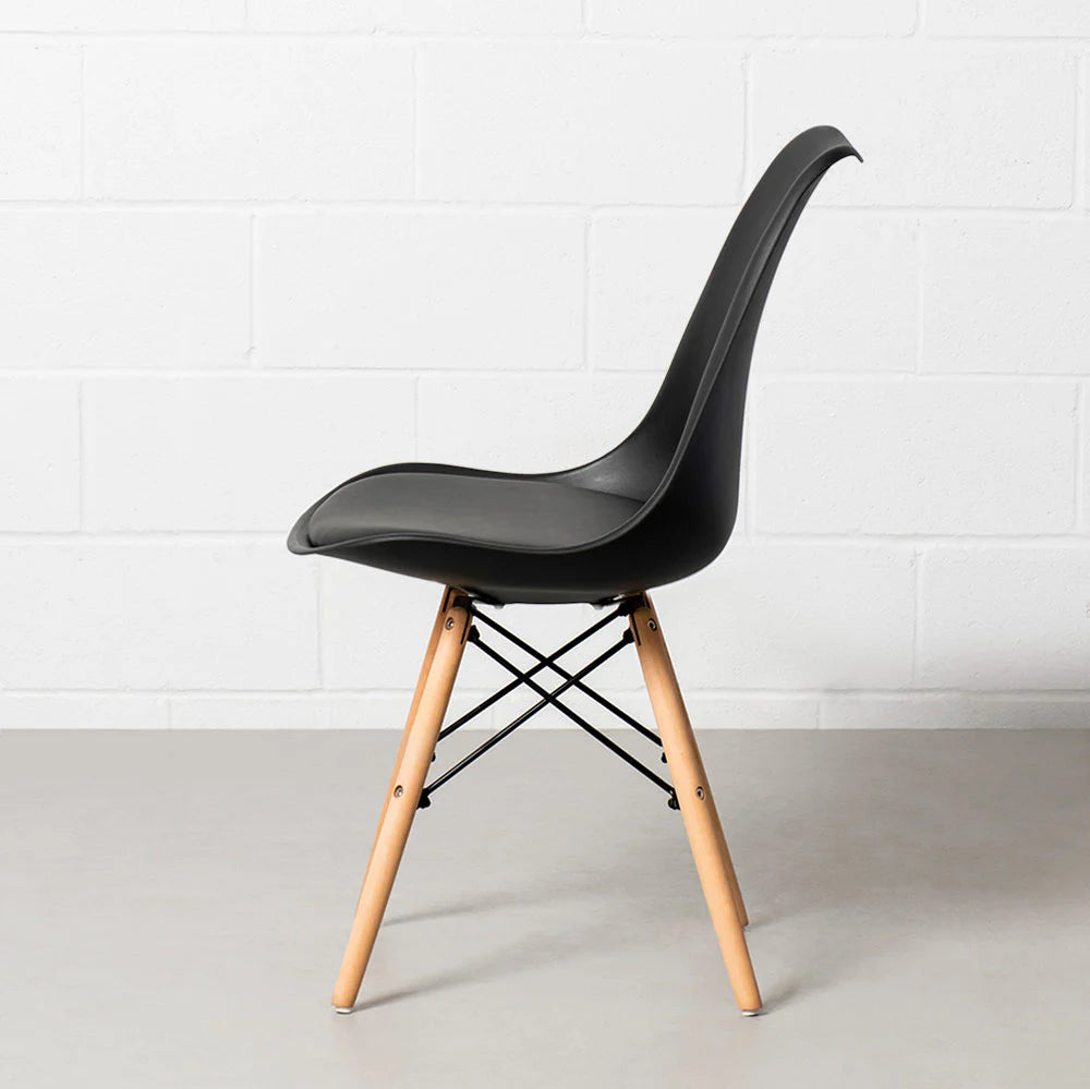 EIFFEL - Black Leather Padded Side Chair - Image 3