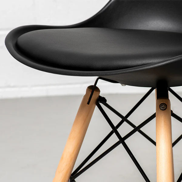 EIFFEL - Black Leather Padded Side Chair - Image 2