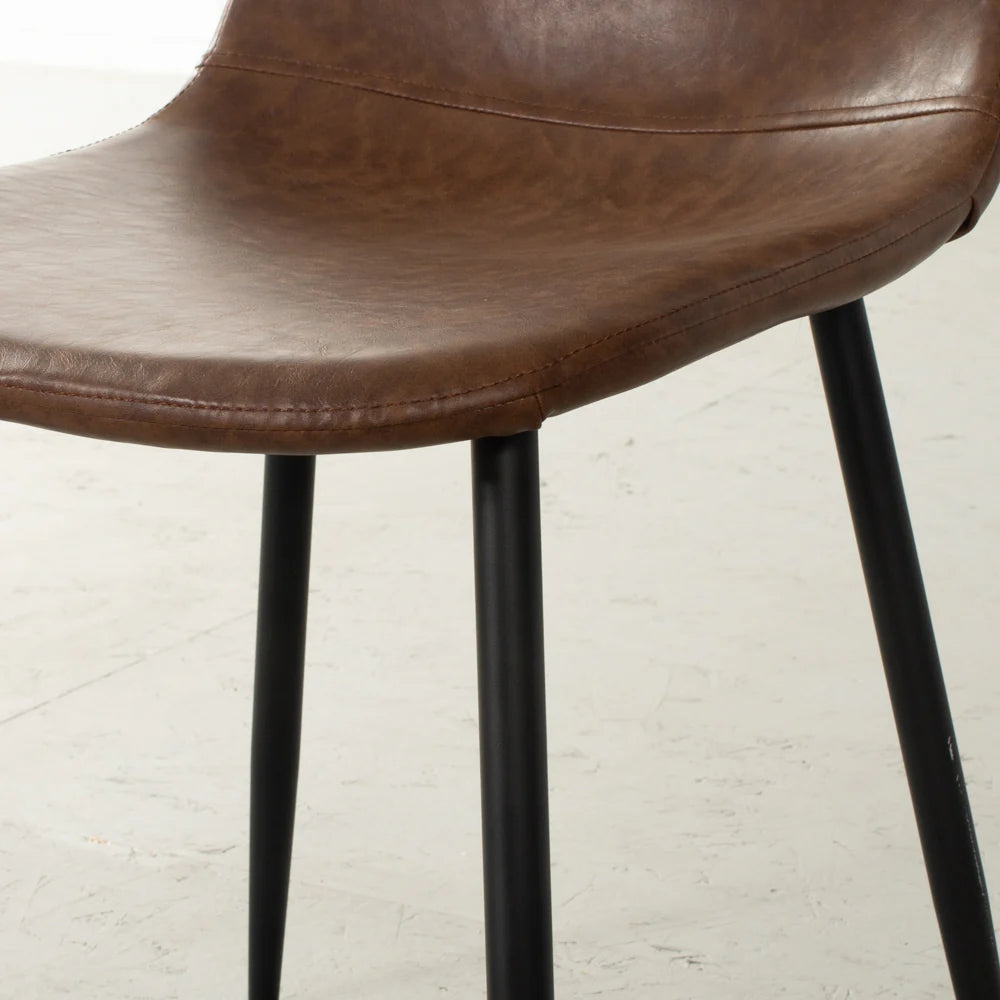 MILAN - Brown Vintage Leather Dining Chair - Image 3