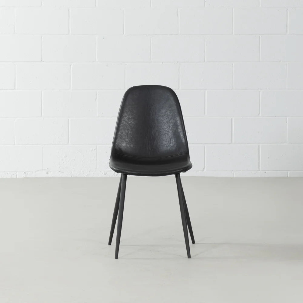 MILAN - Black Vintage Leather Dining Chair - Image 4