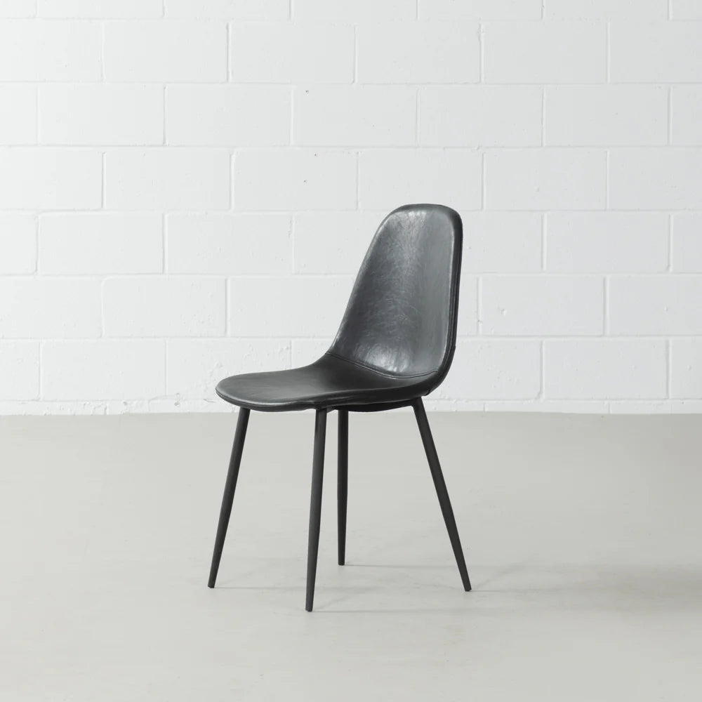 MILAN - Black Vintage Leather Dining Chair - Image 5