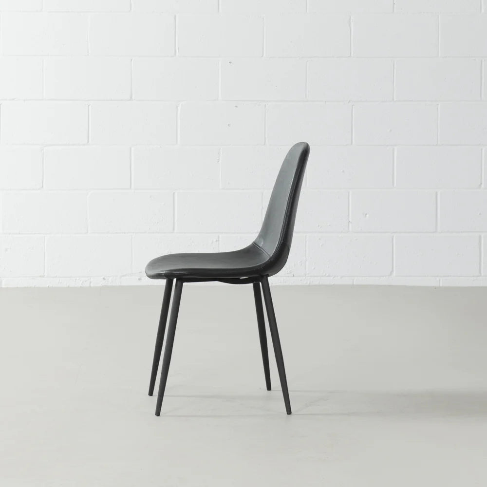 MILAN - Black Vintage Leather Dining Chair - Image 6