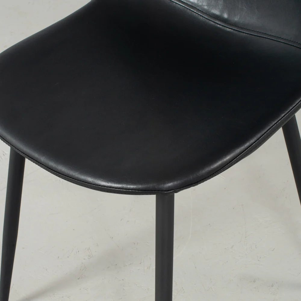 MILAN - Black Vintage Leather Dining Chair - Image 3