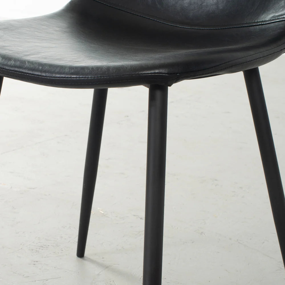 MILAN - Black Vintage Leather Dining Chair - Image 2
